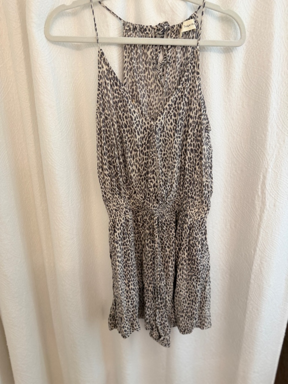 Vici Collection Together Neutral Leopard-Print Sleeveless Romper